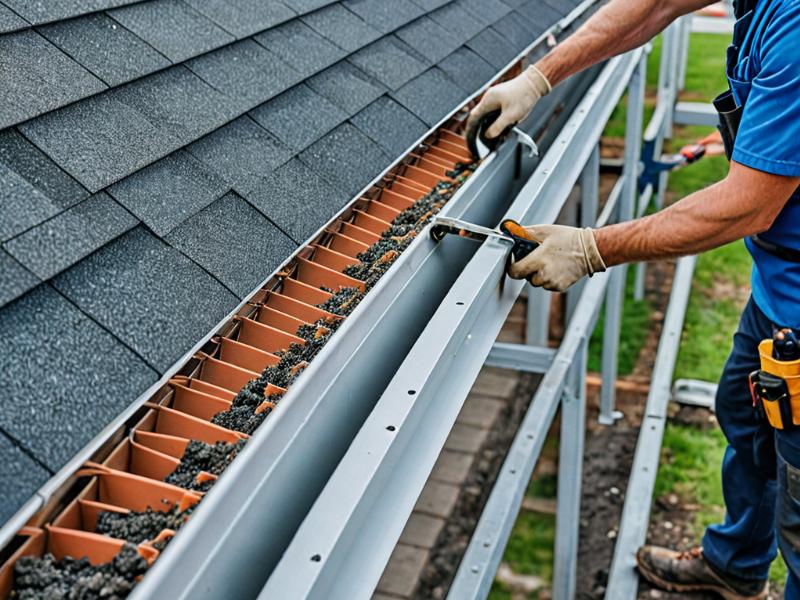 Professional gutter installation team at work