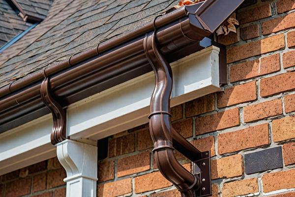 Seamless gutter installation on two-story home